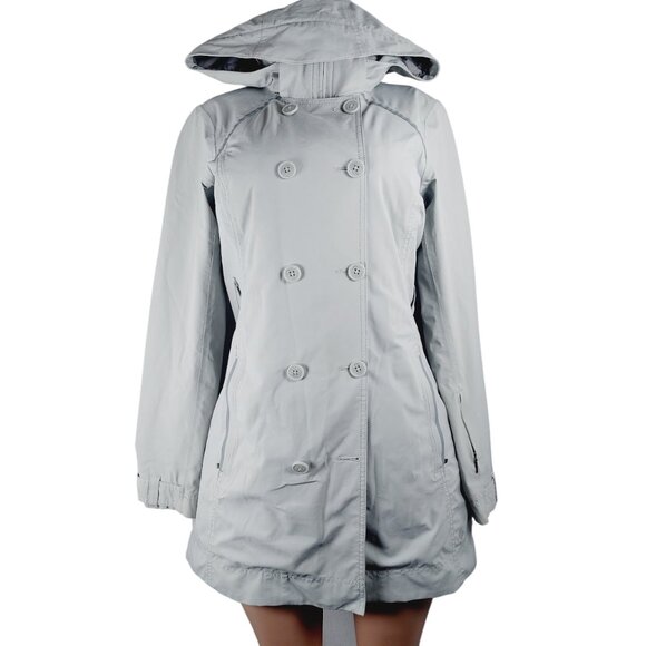 Columbia Jackets & Blazers - Columbia Women's Light Grey Omni-Heat Full Zip Double Breasted Trench Coat Sz